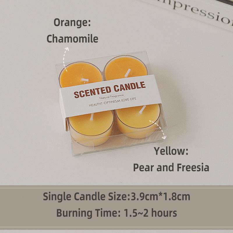 4pcs/set Natural Beeswax Soybean Wax Scented Candles Aromatherapy Tea Lights Wedding Home Bar Hotel Decor Fragrance Candle