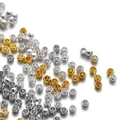 100 pièces 1.2 1.5 2mm bouchon entretoise perles cuivre placage couleur or trou boule sertissage fin perles pour bijoux à bricoler soi-même faisant des fournitures