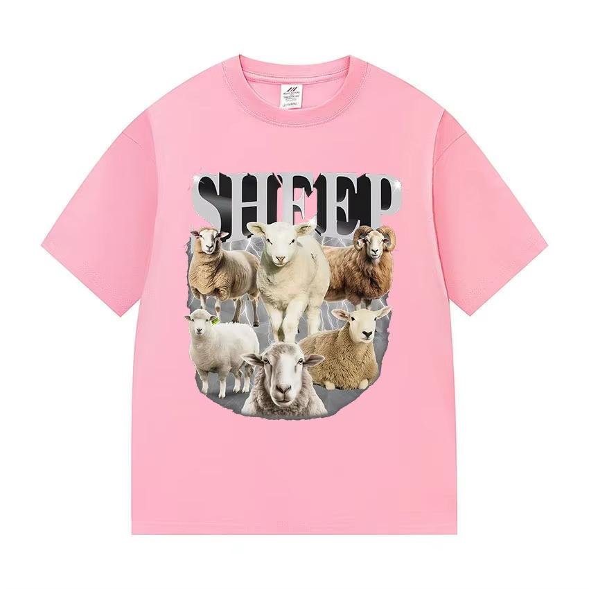 Wash Tee Sheep Funny Cute Sheeps Graphic Tshirt Unisexs Women Summer ONeck Short Sleeve T Shirts Retro Oversized 100 Cotton Tees