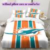 Miami Dolphins Pattern Bedding Quilt Set Quilt Cover Pillowcase Home Decoration Birthday Gift (1 * duvet cover + 2 * pillowcase, without core)