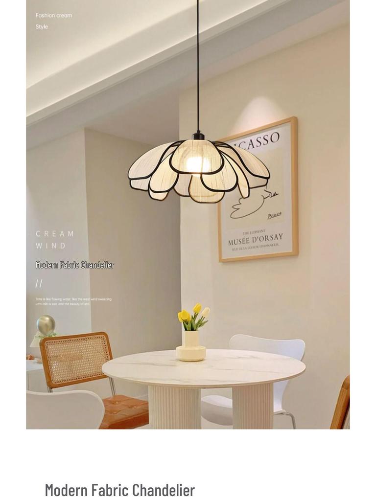 Nordic Minimalist Petal Chandelier: French Cream Style for Bedroom & Walk-in Closet