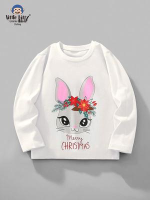 Autumn/Winter Children's Long-Sleeve Cartoon Rabbit Print Pullover