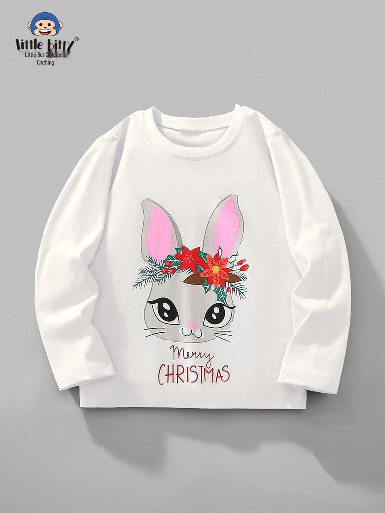 Autumn/Winter Children's Long-Sleeve Cartoon Rabbit Print Pullover