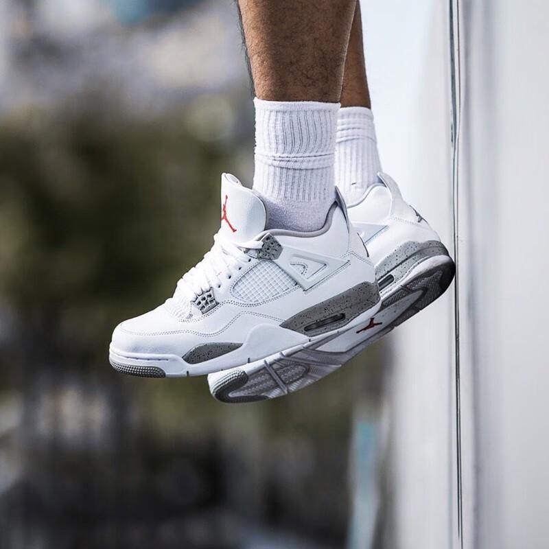 Air Jordan 4 Retro GS White Oreo Kids Sneakers Tech-Grey Black Fire-Red DJ4699-100