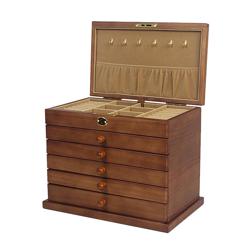 Solid Wood Locking Jewelry Box, Retro European Princess Style, Korean Design, Perfect for Storage or Wedding Gift