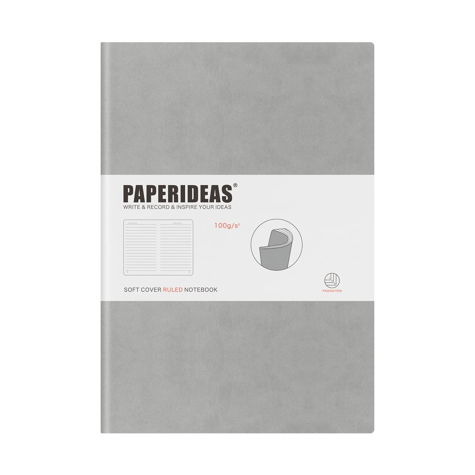 

PAPERIDEAS Notebook B5 Soft Cover Light (Horizontal Lines, Gray)