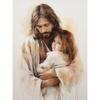Jesus og Barn Kristus med Gutt Jesus Portrett Kristus Barnehage Akvareller Plakat Lerret Maleri Veggbilder Hjemmeinnredning