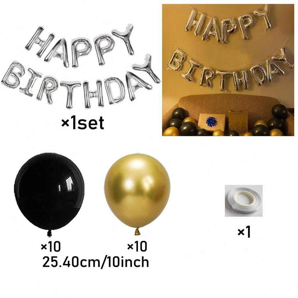 Silver/Gold Birthday Letter Balloon Set Suitable for Birthday Party Decoration, Anniversary, Shower (Multiple Colors Available)