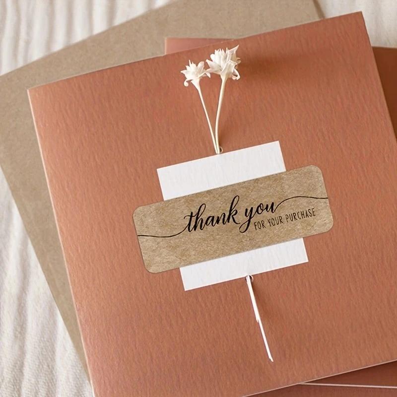 120pcs/roll Kraft Paper Thank You Stickers DIY Gift Packaging Decoration for Personalized Gifts and Business Label