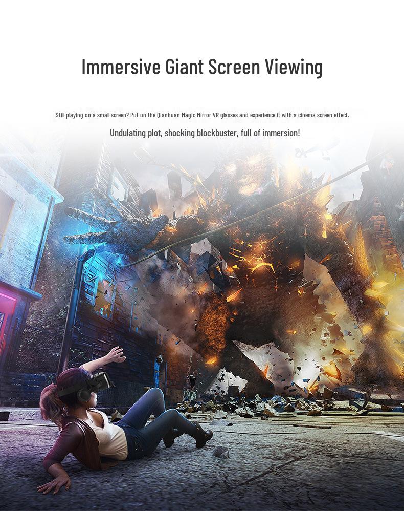 Qianhuan 6th Gen VR Glasses with Headphones - SHINECOM 3D Gaming Headset In Stock