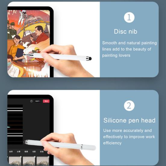 Stylus Pen 2 in 1 Double Headed High Sensitivity Replaceable Nib Precise Drawing Universal Tablet Smart Phone Touch Stylus Office Working