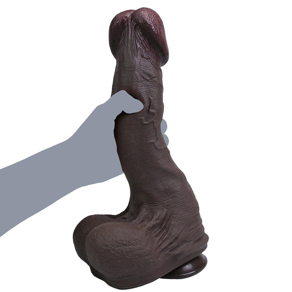35cm Oversized Realistic Dildo, Huge Mushroom Head Soft Silicone Penis, 4 Colors Available, Wearable Harness Compatible, Lifelike Adult Toy