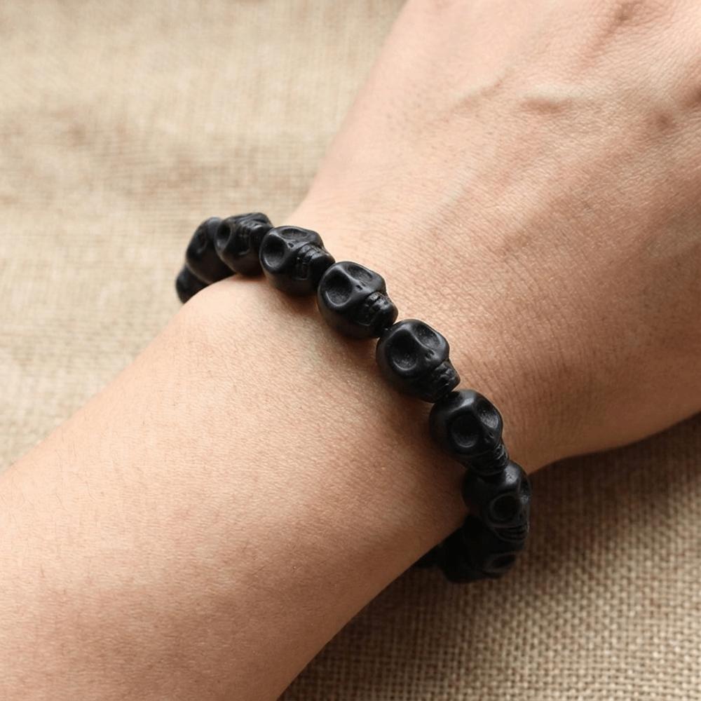 Acrylic Skeleton Beaded Bracelet Bone Stone Elastic Bangle Punk Skull Beaded Bracelet Teenager