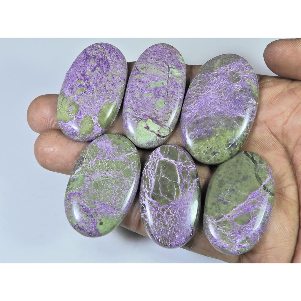 256Cts. Natural Stichtite Oval Shape Cabochon Loose Gemstone 06 Pcs Lot C-1218