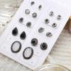 9pairs/set Concise Delicate Diamond Earrings Set