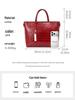 Qian Dian Wine Red Crocodile Pattern Leather Tote – Large Capacity Handbag & Crossbody Bag for Weddings & Work
