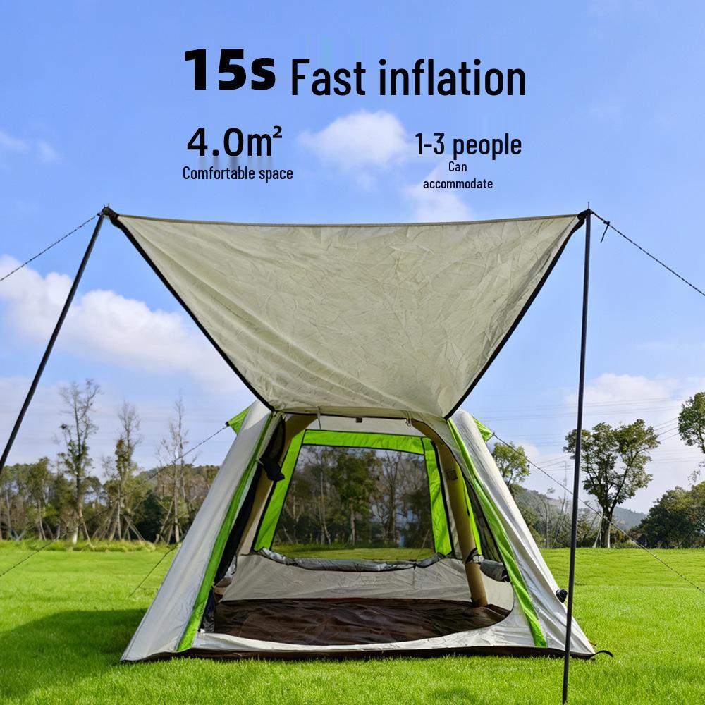 Outdoor Quick-Pitch Inflatable Camping Tent with Tarp Set