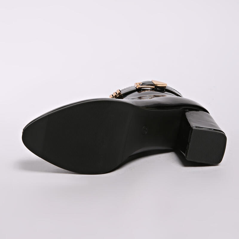 Fashion Sexy Patent Leather Black Ankle Boots Women 2025 Winter Metal Buckle High Heel Chelsea Boots Gold Decoration Designer Shoes Lady