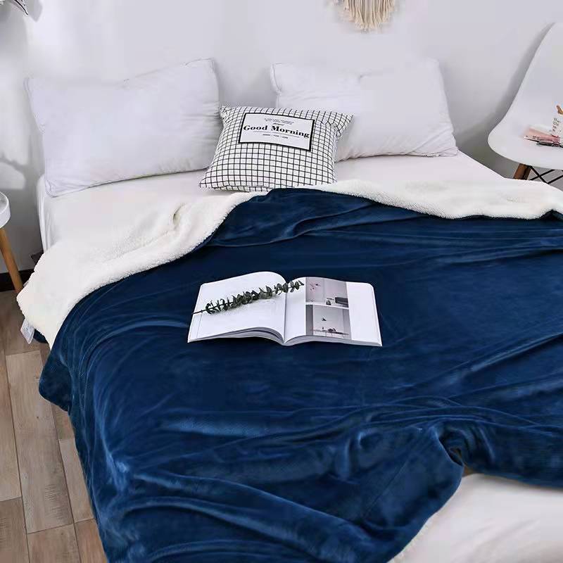 Soft and Comfortable Flannel Composite Sofa Blanket Double Layer Thickened Coral Fleece Winter Lamb Fleece Blanket