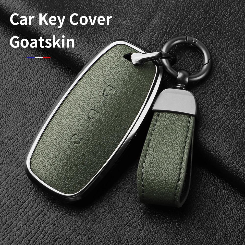 yxkpz10 4 Button Aluminum Alloy Goatskin Car Key Case Cover For Nissan X-trail T33 Qashqai J12 Teana 2022 2023 Car keychain Accessories