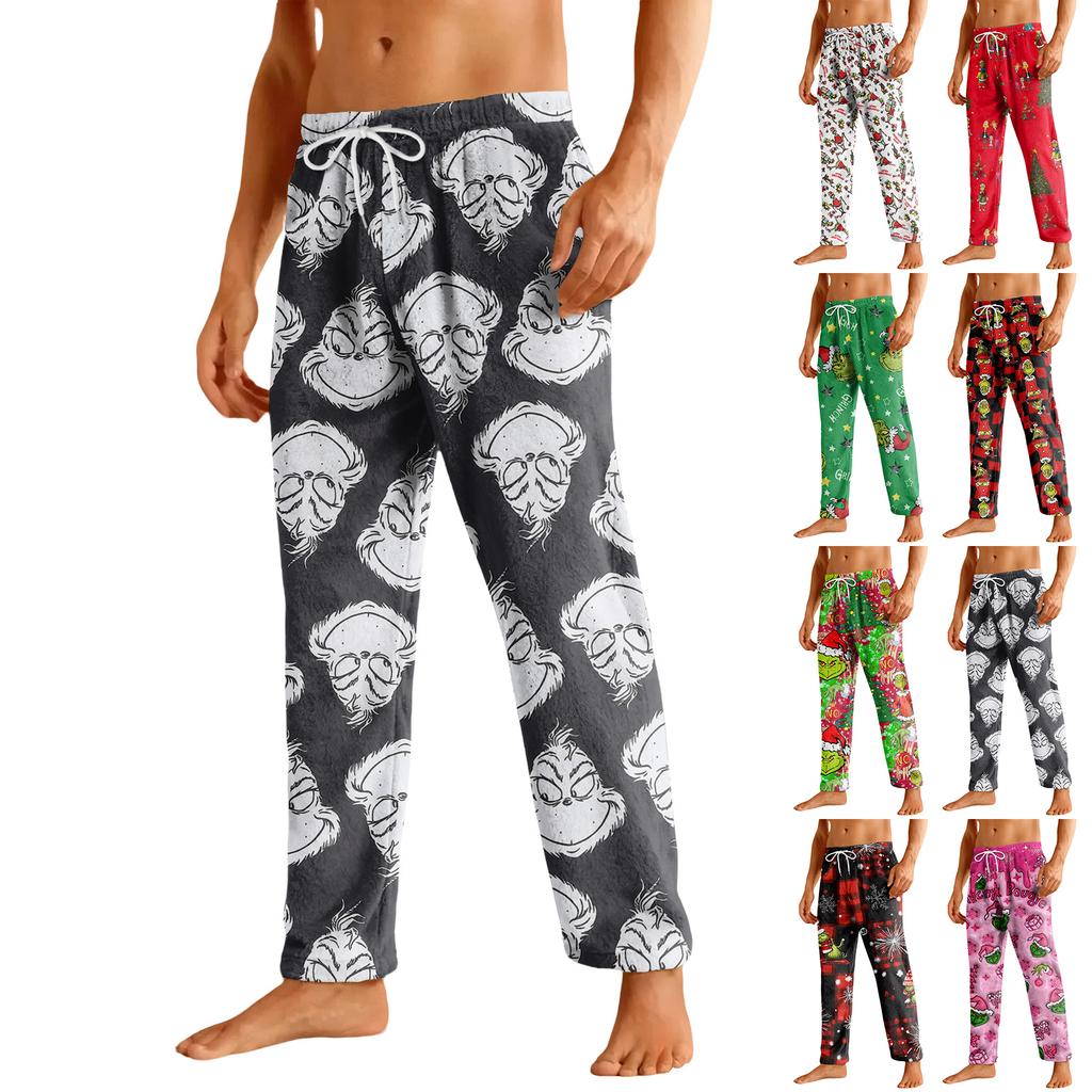 Men's Drawstring Pocket Flannel Casual Pants