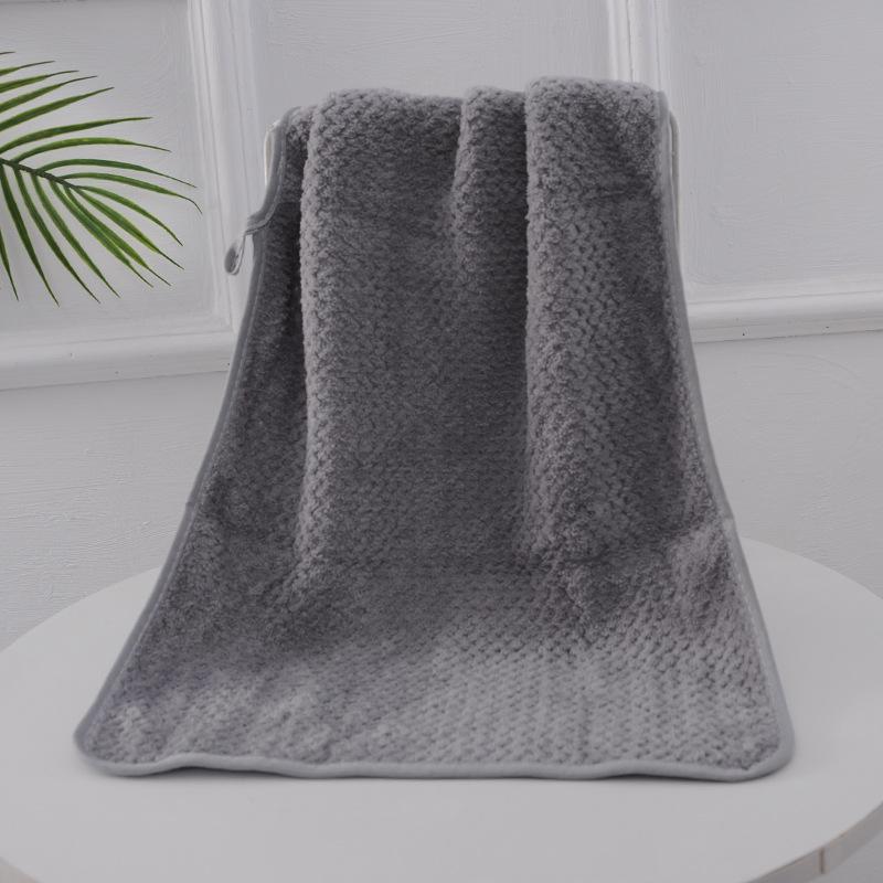 Soft Coral Fleece Towel Set: Absorbent Pineapple Grid Design for Kids, Face, and Bath.