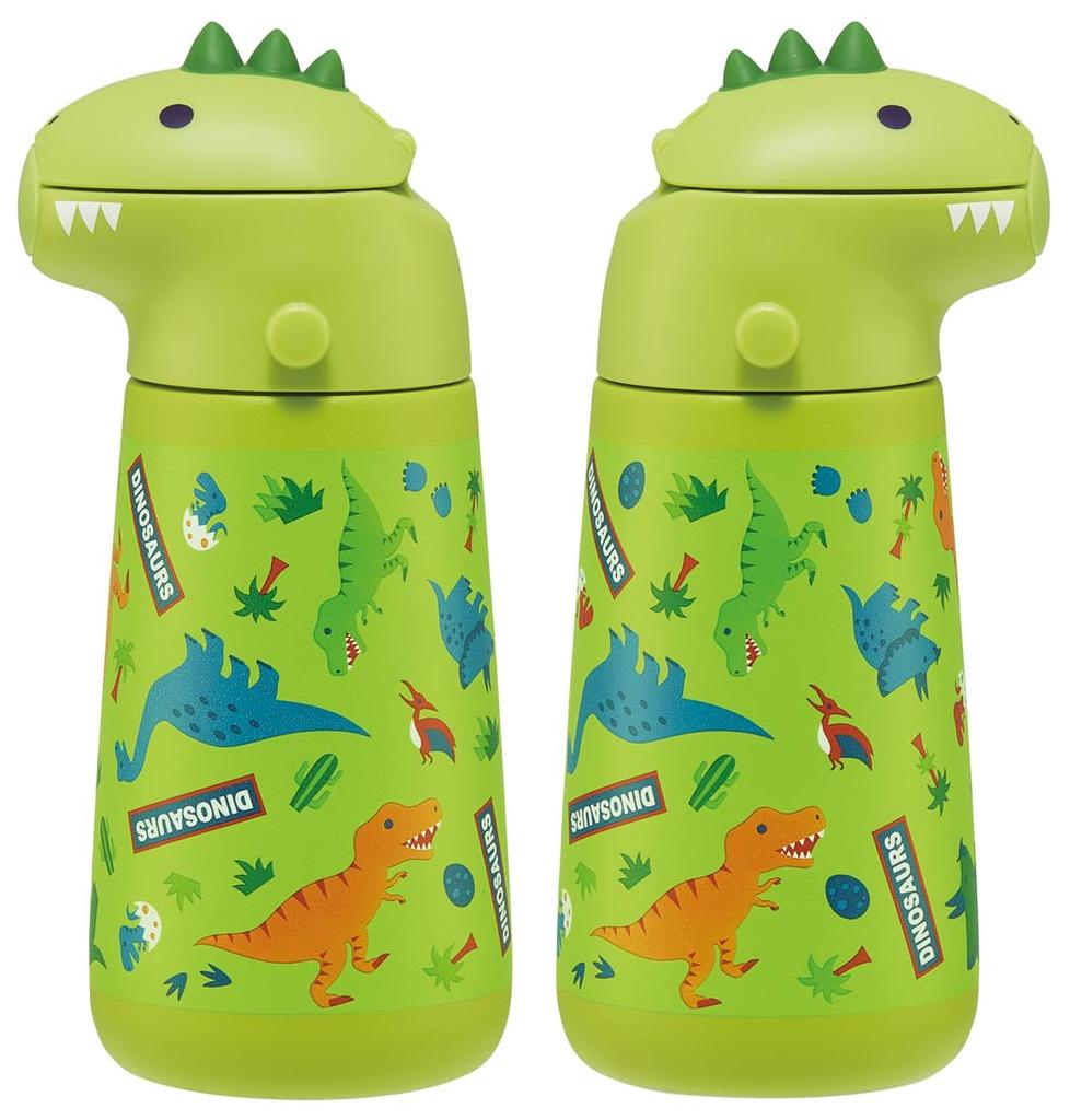 Skater 3D Stainless Steel Straw Water Bottle 370ml Vacuum Duplex Cold Storage Only Dinosaur Dinosaur SSH4D-A