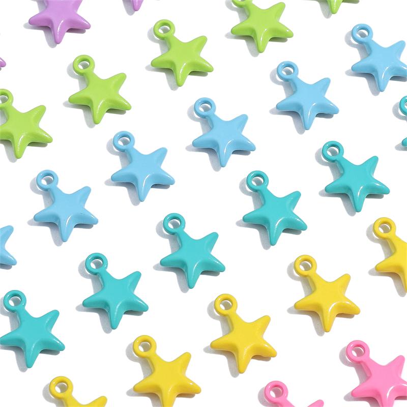2pcs/Bag Colorful Spray Paint Stars Charms Pendant Beads for Jewelry Making DIY Bracelet Necklace Accessories