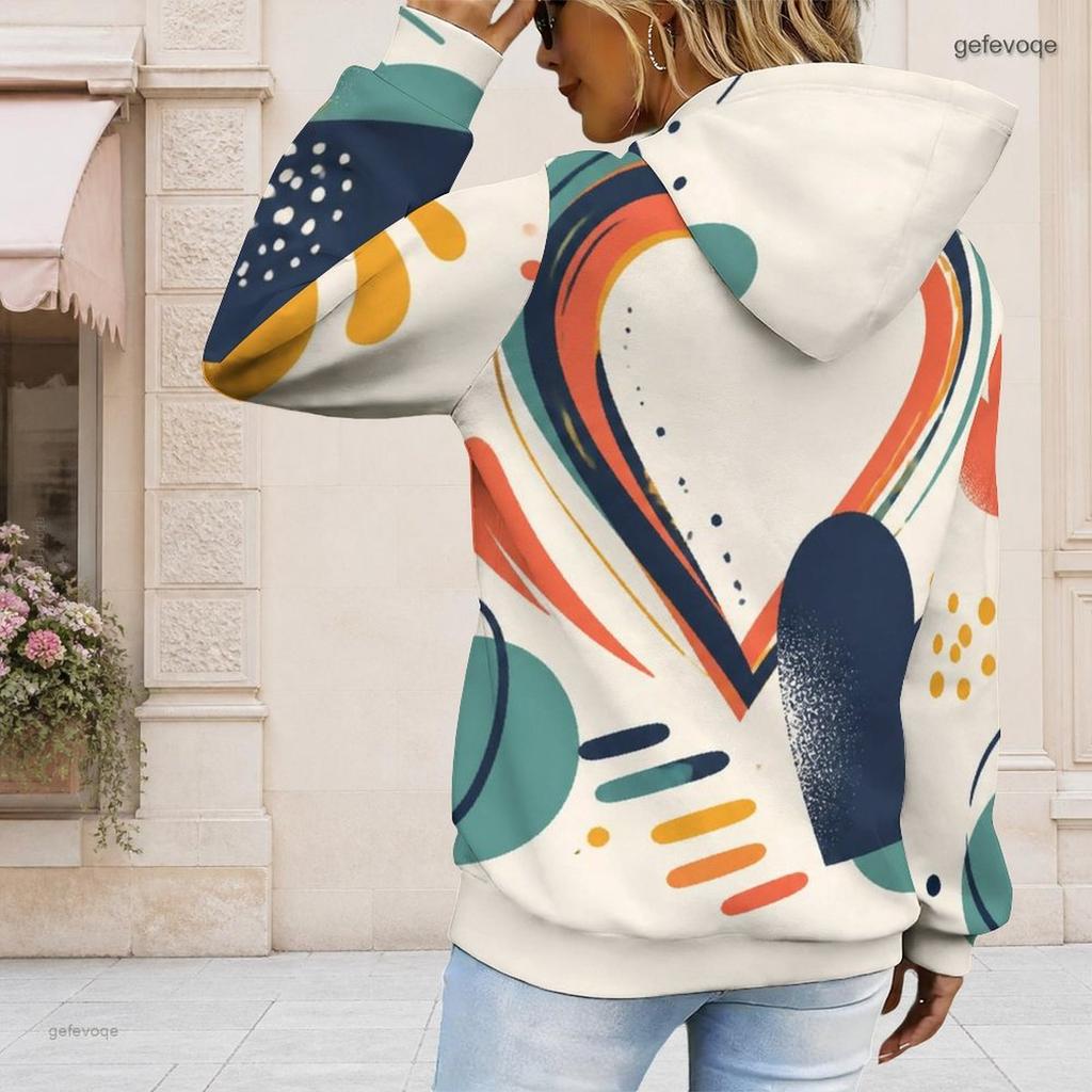 Womens Plus Size White Drawstring Hooded Sweatshirt Long Sleeve Loose Soft Casual Leisure Daily Top