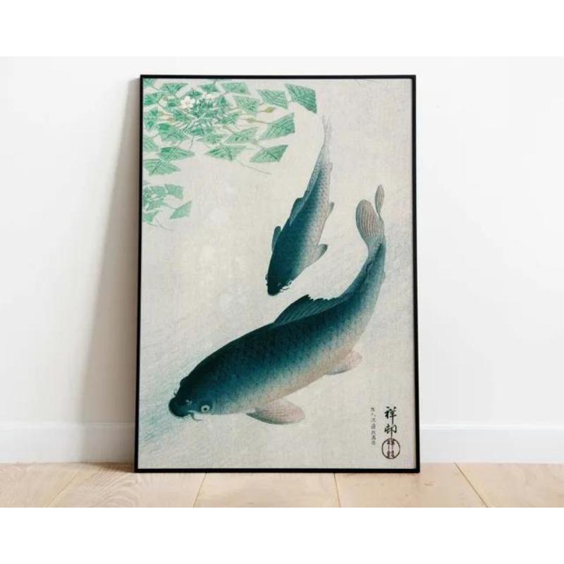 Hasui Kawase Osaka Vintage Japanese Art  Koi Carps Peacock Snowy Scenery Poster Wall Pictures Canvas Painting for Room Home Deco