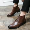 Men's Plus Size Autumn Pointed Toe Leather Ankle Boots - Casual & Formal Zipper High Tops