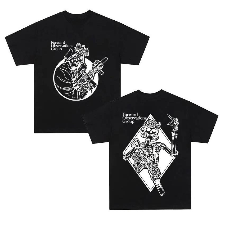 Death Skull Printed Tshirt Retro HipHop Gothic Summer Printed Cotton Summer Trendy Style Shirt S