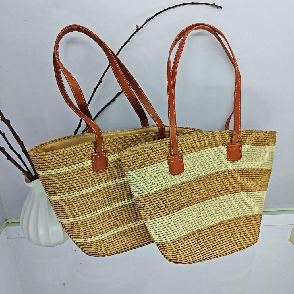 Strohtasche Damen Sommer Rattan Tasche Tragetasche Wind Schulter Strandtasche Nische Literarisch Neu