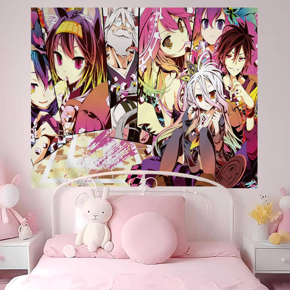 Game No Game No Life Anime Tapestry Hippie Flower Wall Carpets Dorm Decor Cheap Hippie Wall Hanging