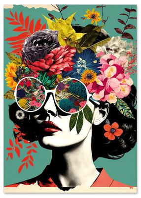 Canvas Painting Portrait Woman Flowers