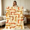 Ganzjahres-Warme Flanelldecke mit niedlichem Dackel-Geometrie-Print Weiche Gemütliche Überwurfdecke für Sofa Bett Büro Wohnzimmer Heimdekoration