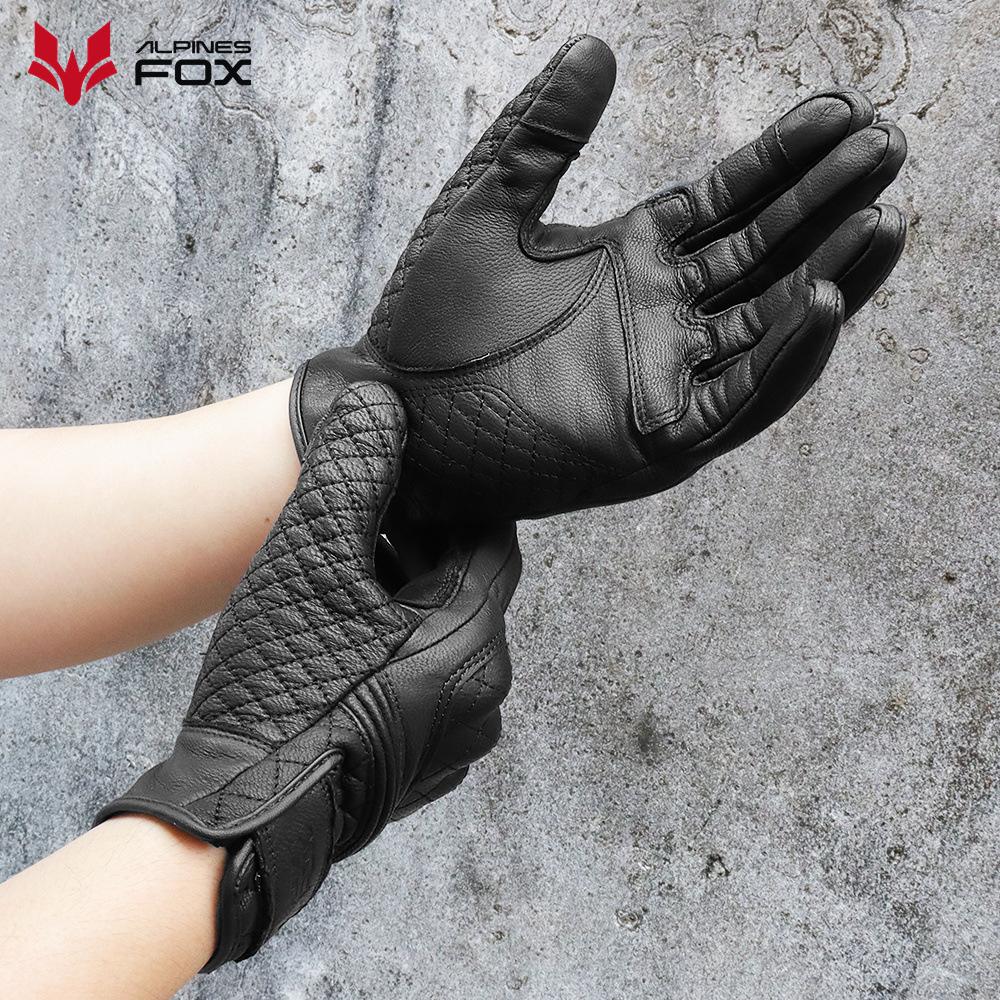 Motorcycle Rider Retro Anti-Drop Four Seasons Leather Road Bike Riding Gloves