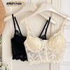 Small Breasts Gather Underwear Women's Anti-light Clothes, Lace, Sexy Blue Anti-sagging, Sub-breasts, Steel Ring Bra Cover Set.