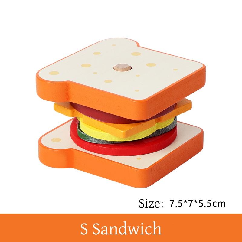 Toys Educational Toys Toys Toys Wooden Burger Sandwich Stacking Montessori for Toddlers Pretend Play Food Preschool Fine Motor