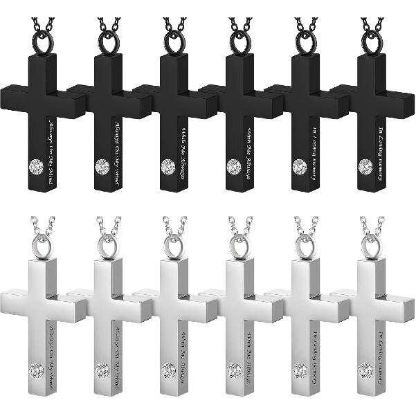 Inbagi Urn Necklace for Ashe Stainless Steel Cremation Jewelry for Ashes Cross Ashes Necklace Memorial Cross Necklace Urn for Men Women 6