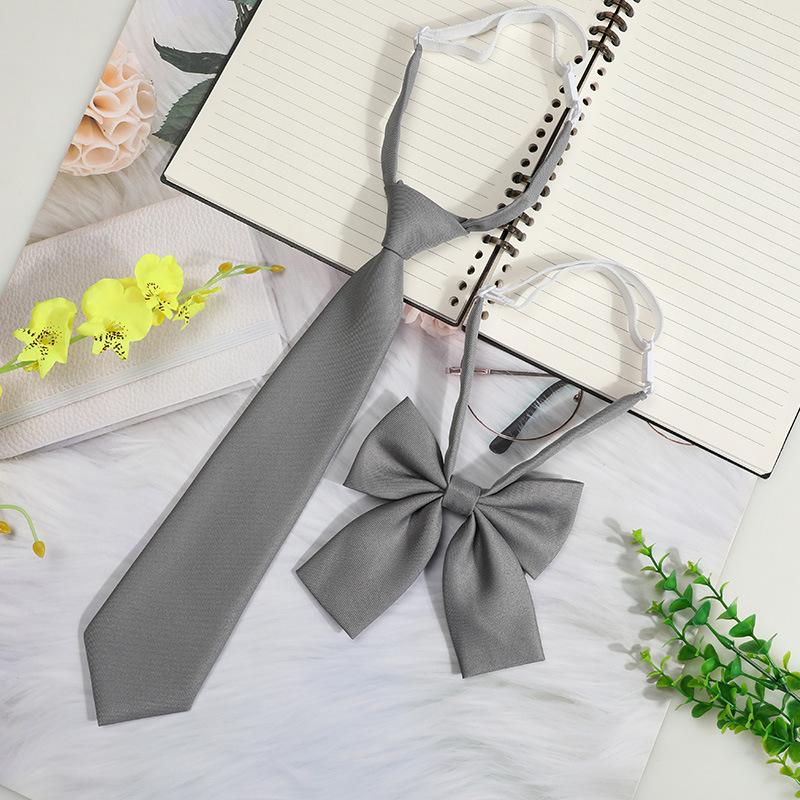 Jk Japanese College Style Tie Female Lazy Free Black Red Student Casual Gray Small Tie Tie Flower