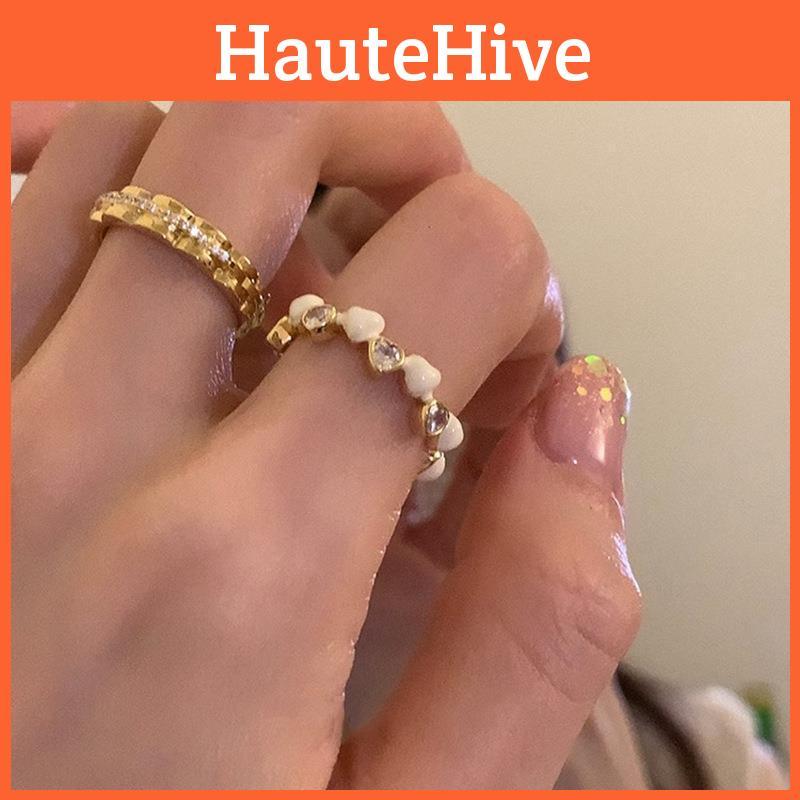 Elegant Heart Design Open Ring For Women Crafted From Durable Copper With Zircon Stone