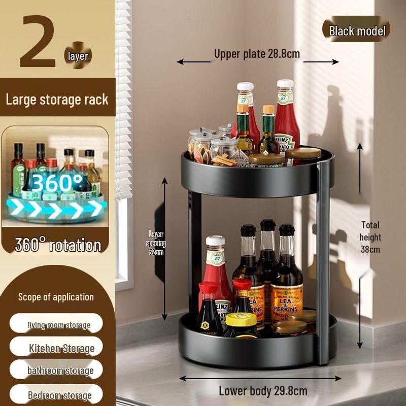 Rotating Kitchen Spice Rack: Stainless Steel Tray for Oil, Salt, Soy Sauce, Vinegar, and Seasonings