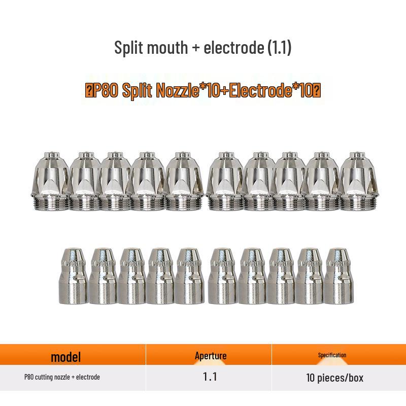 Jasic P80 Plasmaschneider Düse Elektrode mit LGK100/120 Brennerhaube und Zubehör