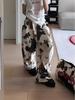 Trendy Women's Retro Cow Print Wide-Leg Jeans - New Style Relaxed Fit