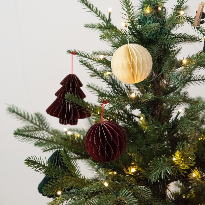 3pcs Christmas Hanging Lantern, Chinese Style Wind Origami Christmas Tree, Christmas Honeycomb Origami pendant, Christmas Ball