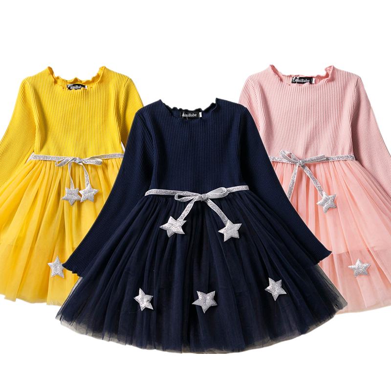 Buy Toddler Kids Baby Girls Long Sleeve Star Dress Party Princess