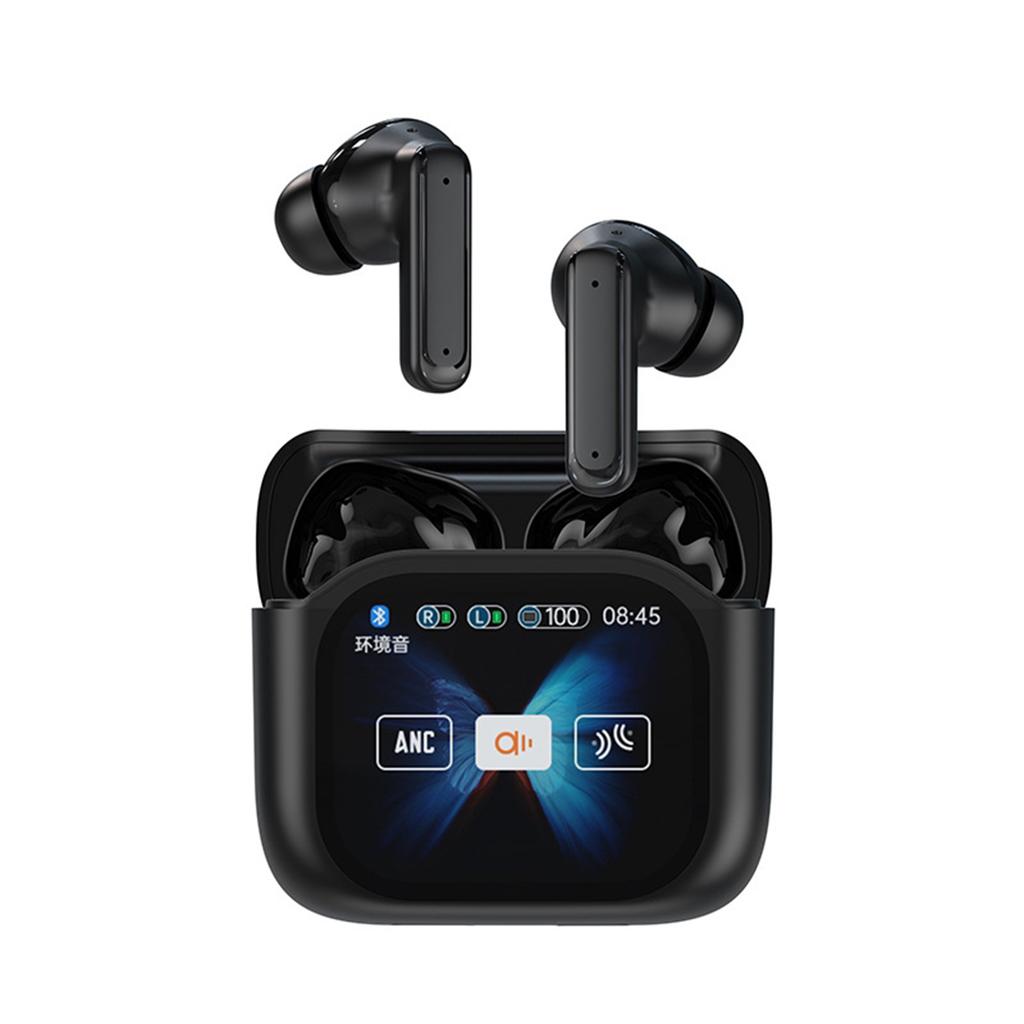 JM19 Bluetooth Earbuds With LCD Color Display, ANC/ENC Noise Cancellation, 5.4 Low Power Consumption, Wireless Sport Earphones For Gym/Running