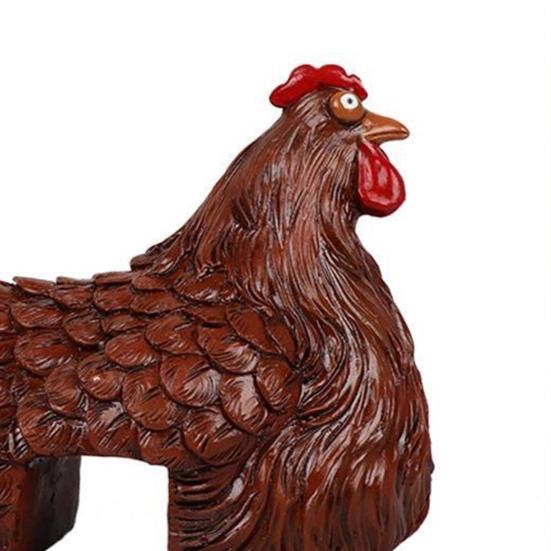 Ornamento de Cerca em Forma de Galinha, Resina com Textura de Pena 3D, Figura de Galinha Gordinha Fofa para Casa Jardim Fazenda Pátio Quintal