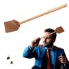 Leather Fly Swatter with 19" Long Wood Handle Sturdy Durable Flyswatter for Indoor and Outdoor Pest Control Rustic Swatter